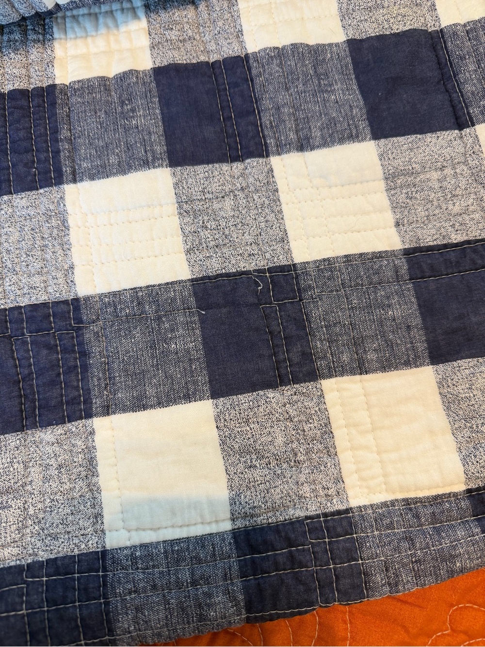 Eddie Bauer Eastmont Full/Queen Quilt Set Navy Plaid Reversible 90x90 - Picture 6 of 9